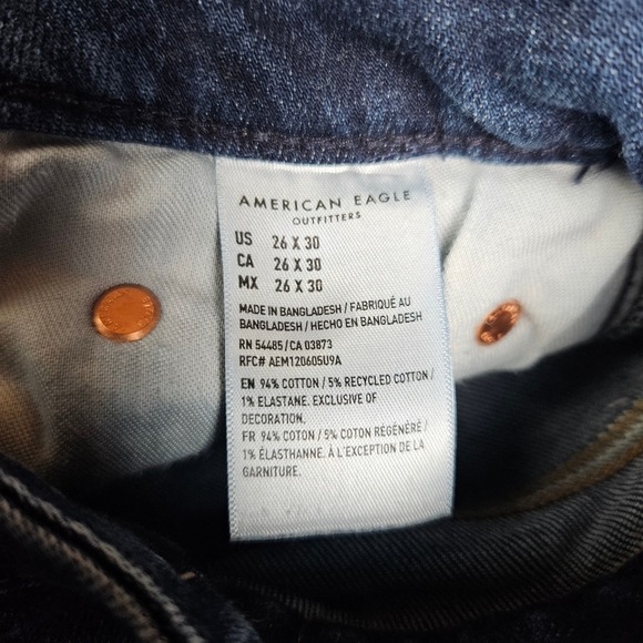 American Eagle Original Straight Jeans Mens 26x30(29) AIRFLEX+ Dark Wash Stretch - Picture 3 of 11